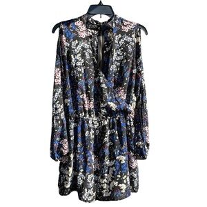 Material Girl Shorts Floral Romper With Long Sleeves - Size Large